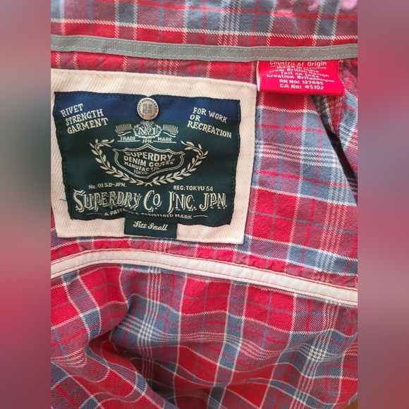 Superdry Plaid Fitted Button Up Shirt sz Small - Picture 9 of 9